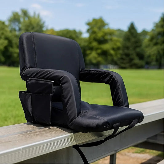 Reclining Padded Stadium Chair with Armrests – Lightweight, Foldable & Portable - Strike Algo