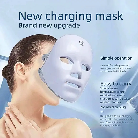7-Color LED Red Light Therapy Face Mask — Cordless, 90 LEDs, One-Touch Control - Strike Algo