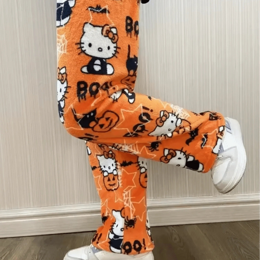 Hello Kitty Flannel Pajama Pants For Christmas & Halloween | Cozy Kawaii Loungewear for Anime Lovers - Strike Algo
