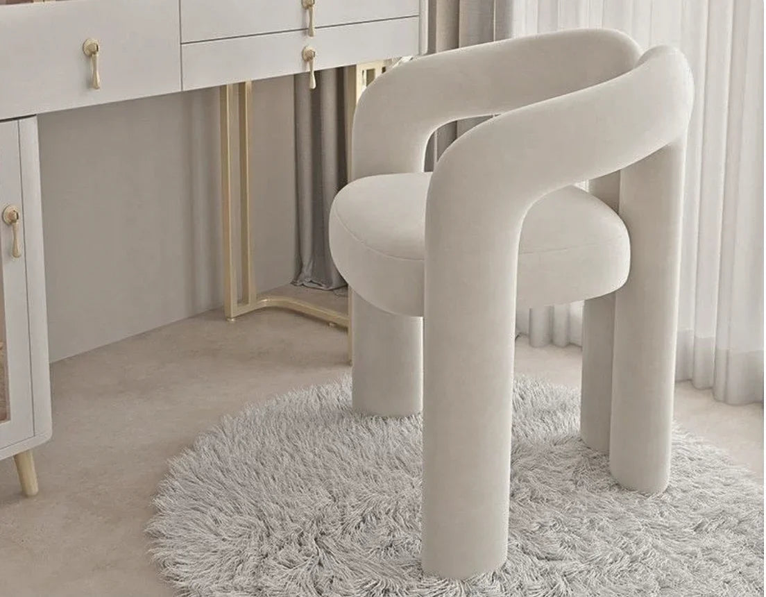 Modern Barrel Dining Chair - Velvet Upholstered Accent Chair with Arms and Metal Frame - Comfortable Ergonomic Design for Dining Room, Living Room - Strike Algo