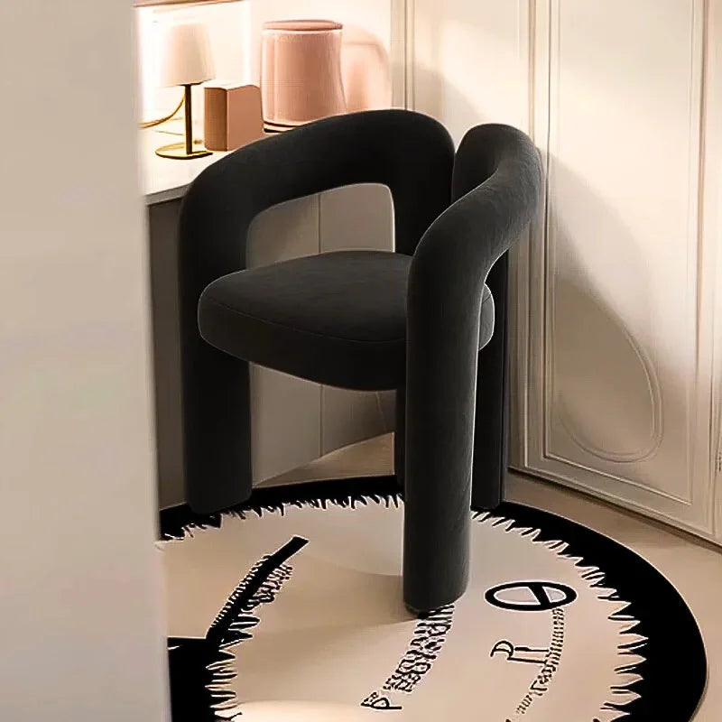 Modern Barrel Dining Chair - Velvet Upholstered Accent Chair with Arms and Metal Frame - Comfortable Ergonomic Design for Dining Room, Living Room - Strike Algo