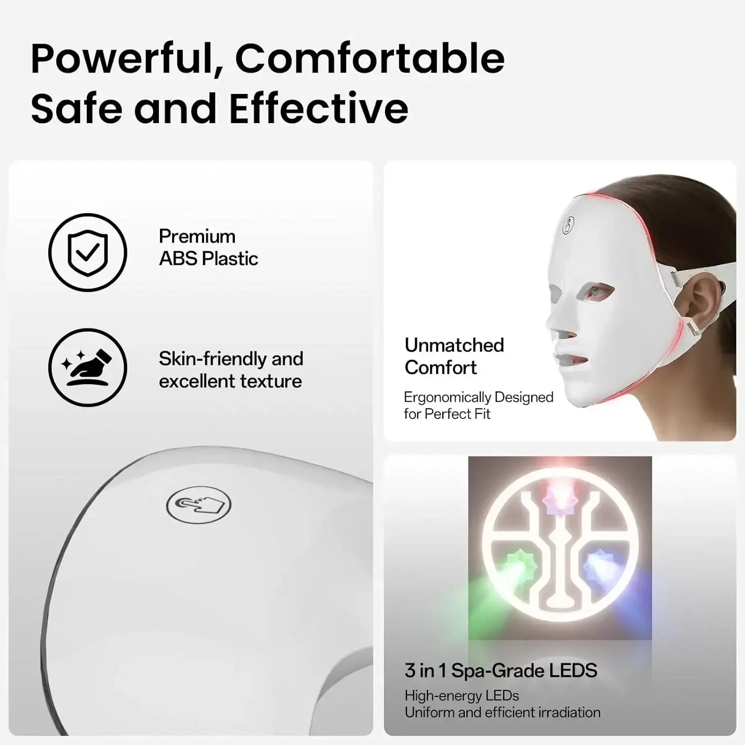 7-Color LED Red Light Therapy Face Mask — Cordless, 90 LEDs, One-Touch Control - Strike Algo