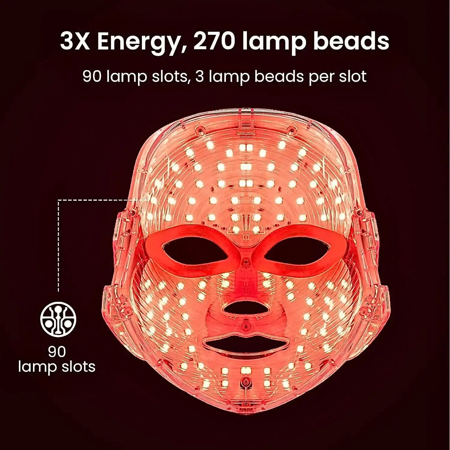 7-Color LED Red Light Therapy Face Mask — Cordless, 90 LEDs, One-Touch Control - Strike Algo