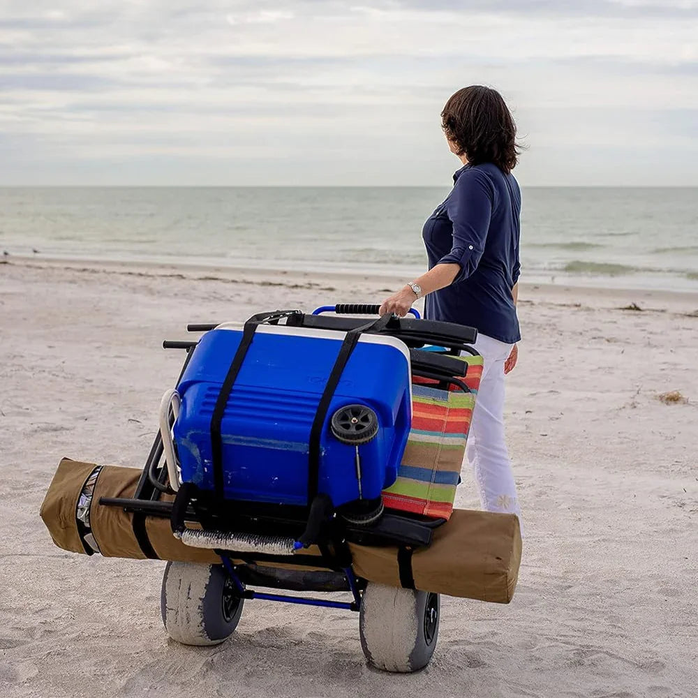 Foldable Beach Cart with Balloon Wheels – Rustproof & Lightweight - Strike Algo