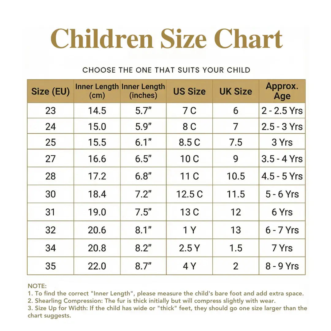 Size chart showing proper fit measurements for baby shoes from 6-24 months