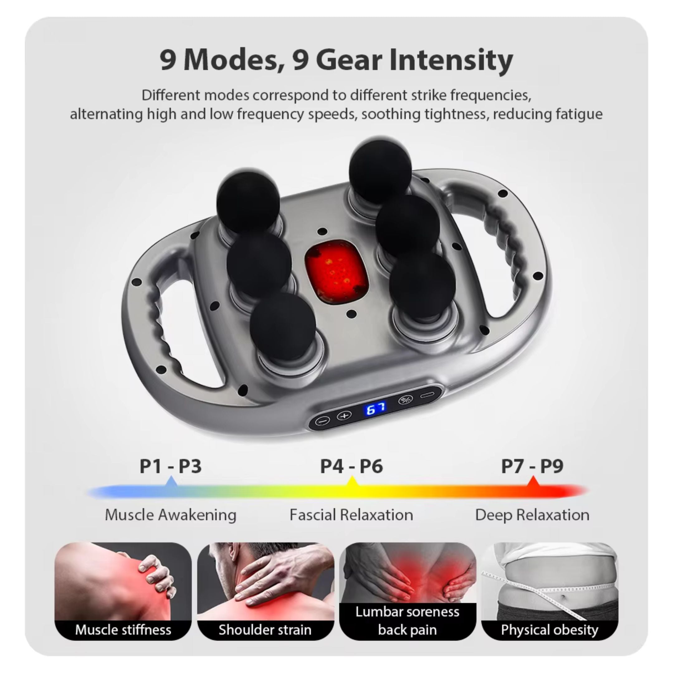 Six-head Fascia Gun High Frequency Vibration Body Massage