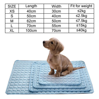 Pet Cooling Mat: Washable, Pet Blanket, Self-Cooling Ice Silk Pad for Dogs and Cats - Home Or Outdoors