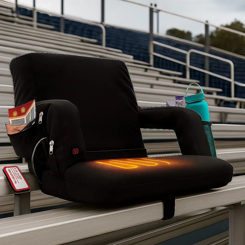 Reclining Padded Stadium Chair with Armrests – Lightweight, Foldable & Portable - Strike Algo