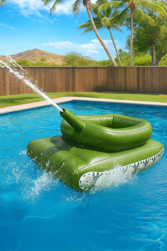 Inflatable Battle Raft Tank Pool Float – Built-In Water Gun, Heavy-Duty PVC, for Kids & Adults - Strike Algo