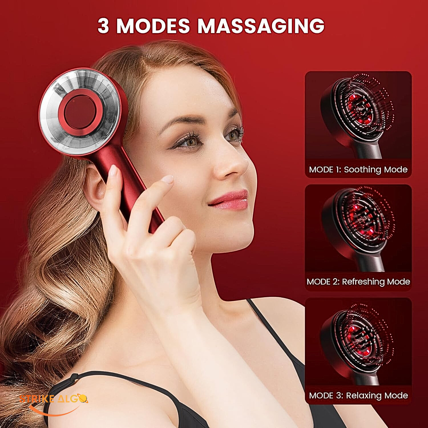 Professional Scalp Massager - Strike Algo Scalp Massager For Hair Growth | Shiatsu Electric- IPX7 Strike Algo