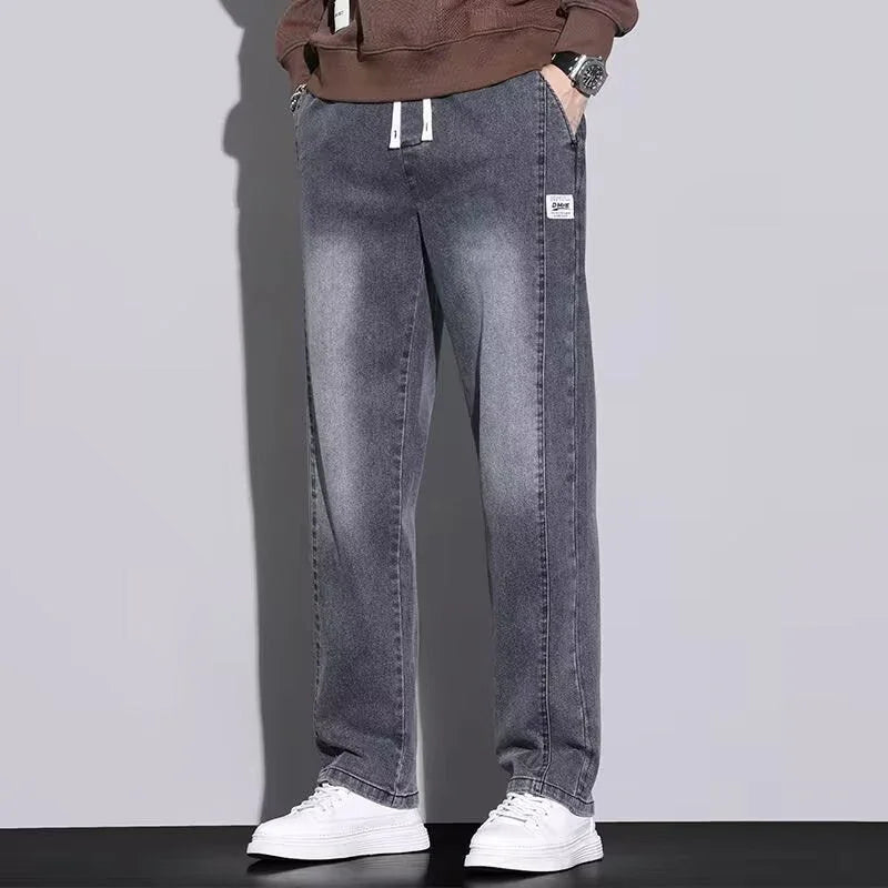 Men’s Vintage Elastic Waist Jeans | Comfortable Straight Leg Denim Pants of Strike Algo - Strike Algo
