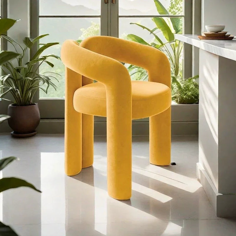 Modern Barrel Dining Chair - Velvet Upholstered Accent Chair with Arms and Metal Frame - Comfortable Ergonomic Design for Dining Room, Living Room - Strike Algo