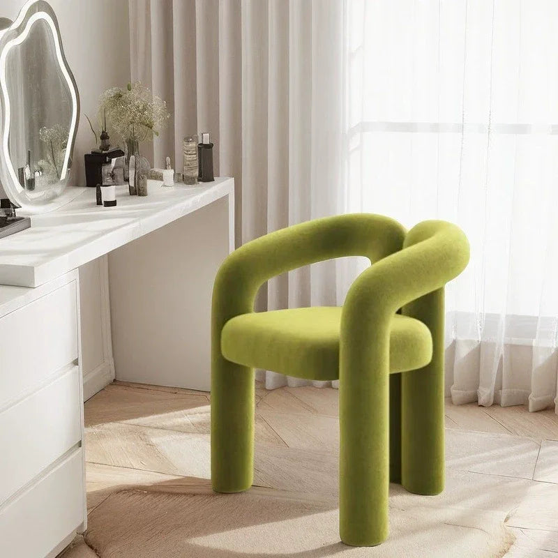 Modern Barrel Dining Chair - Velvet Upholstered Accent Chair with Arms and Metal Frame - Comfortable Ergonomic Design for Dining Room, Living Room - Strike Algo