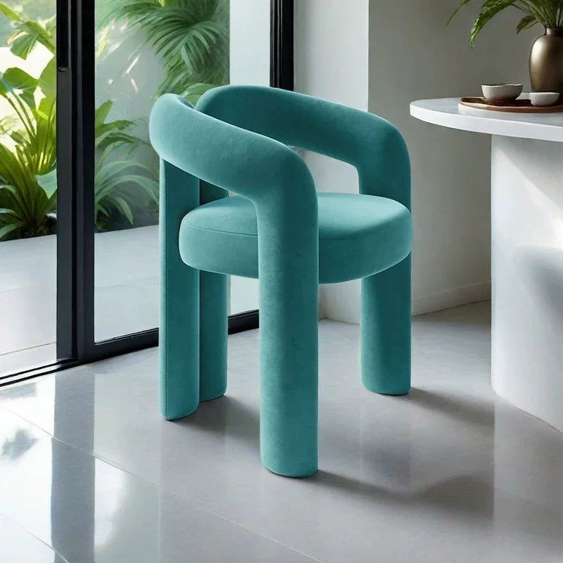 Modern Barrel Dining Chair - Velvet Upholstered Accent Chair with Arms and Metal Frame - Comfortable Ergonomic Design for Dining Room, Living Room - Strike Algo