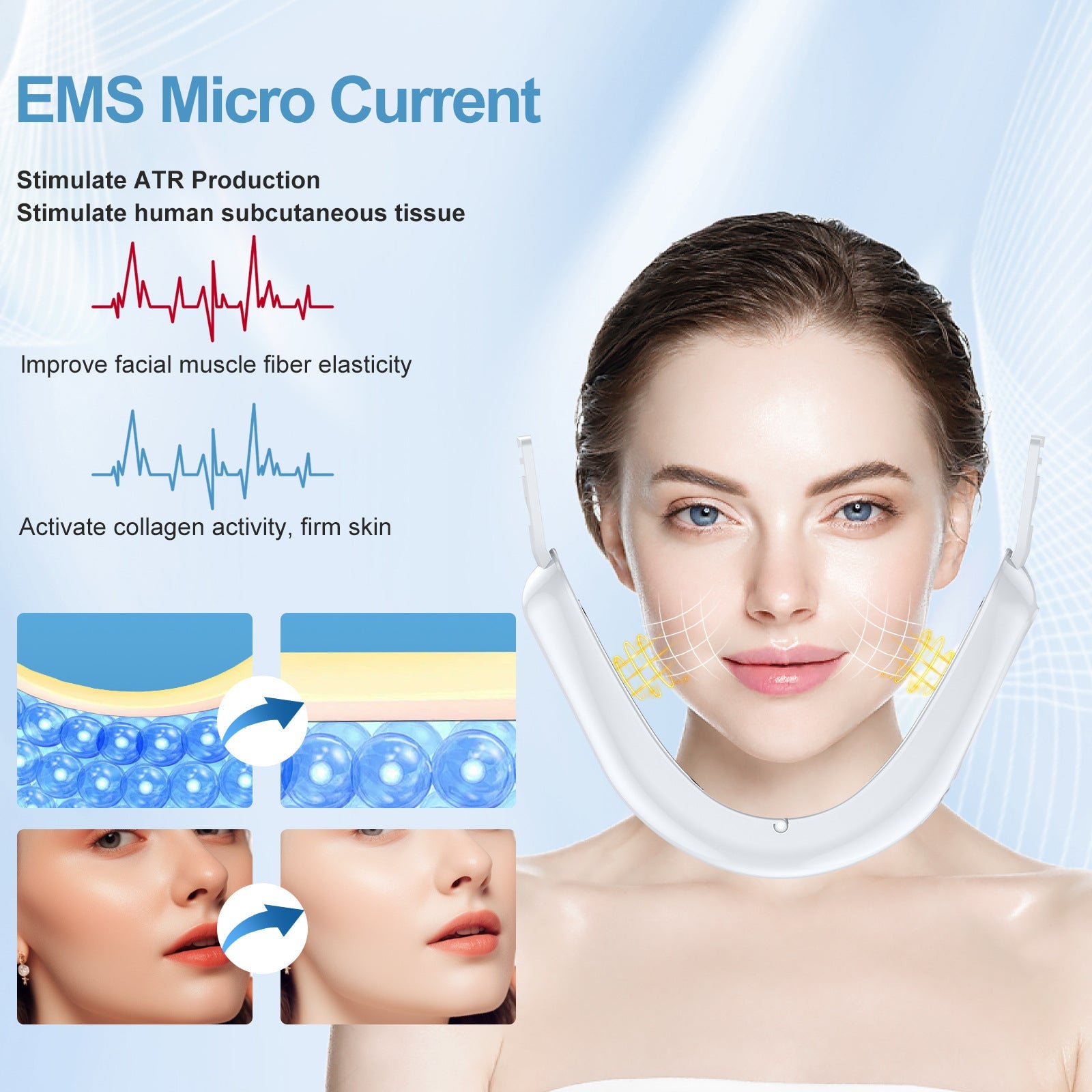 Electric V-Face & Double-Chin Sculpting Device — 8 Modes, 15 Intensities, Ergonomic Under-Chin Fit Strike Algo