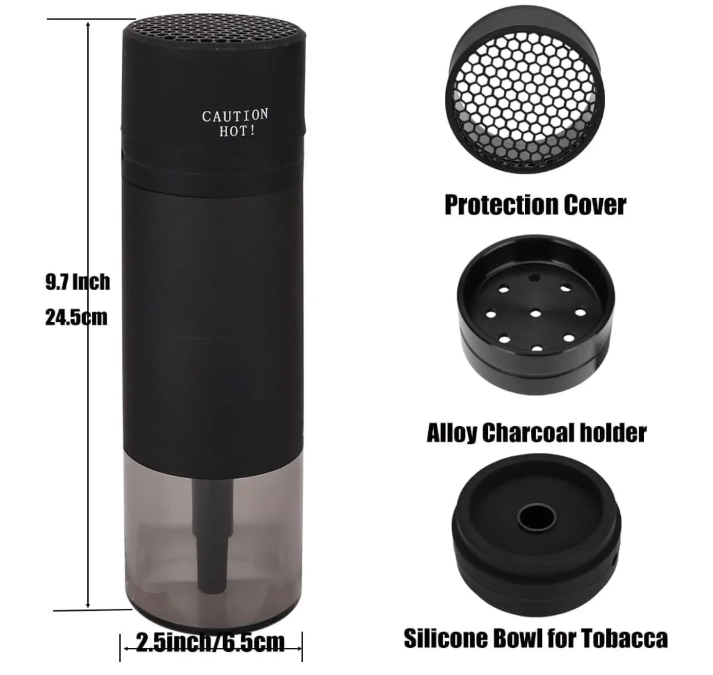 Mini Portable Hookah Set – Compact Design with Silicone Hose, Wind Cover & Travel Bag - Strike Algo