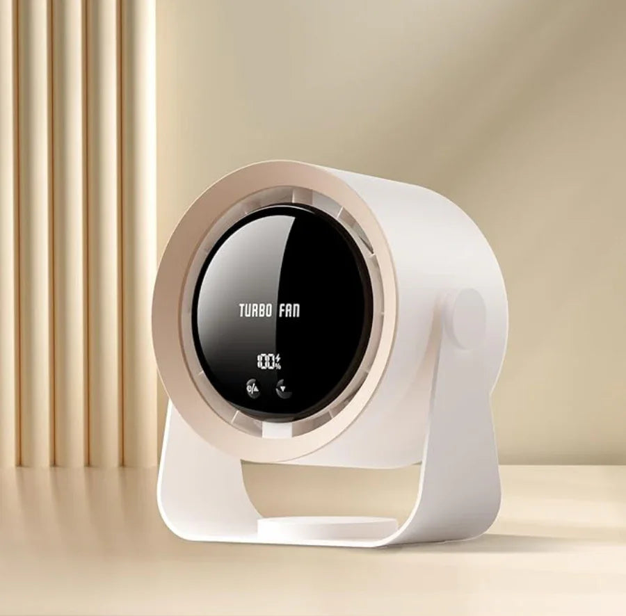 USB Rechargeable Quiet Desk Fan – 5 Speeds & LED Display - Strike Algo