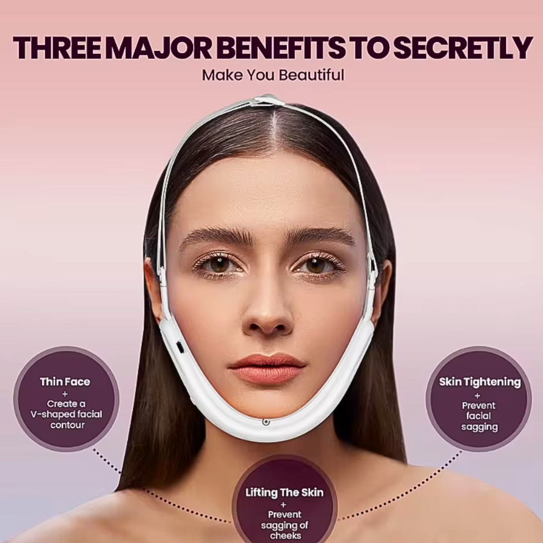 Electric V-Face & Double-Chin Sculpting Device — 8 Modes, 15 Intensities, Ergonomic Under-Chin Fit Strike Algo