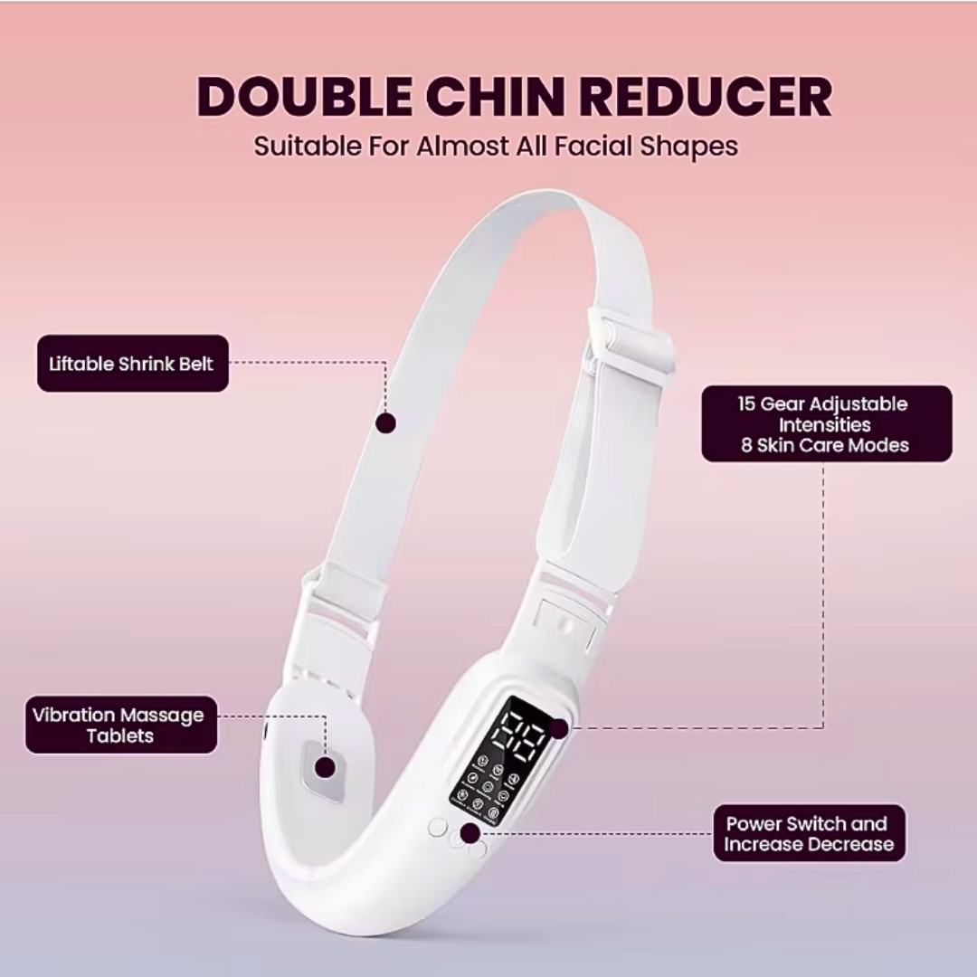 Electric V-Face & Double-Chin Sculpting Device — 8 Modes, 15 Intensities, Ergonomic Under-Chin Fit Strike Algo