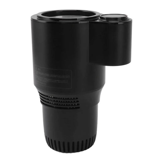 Black car cup holder extender with two compartments, compatible with most vehicle interiors