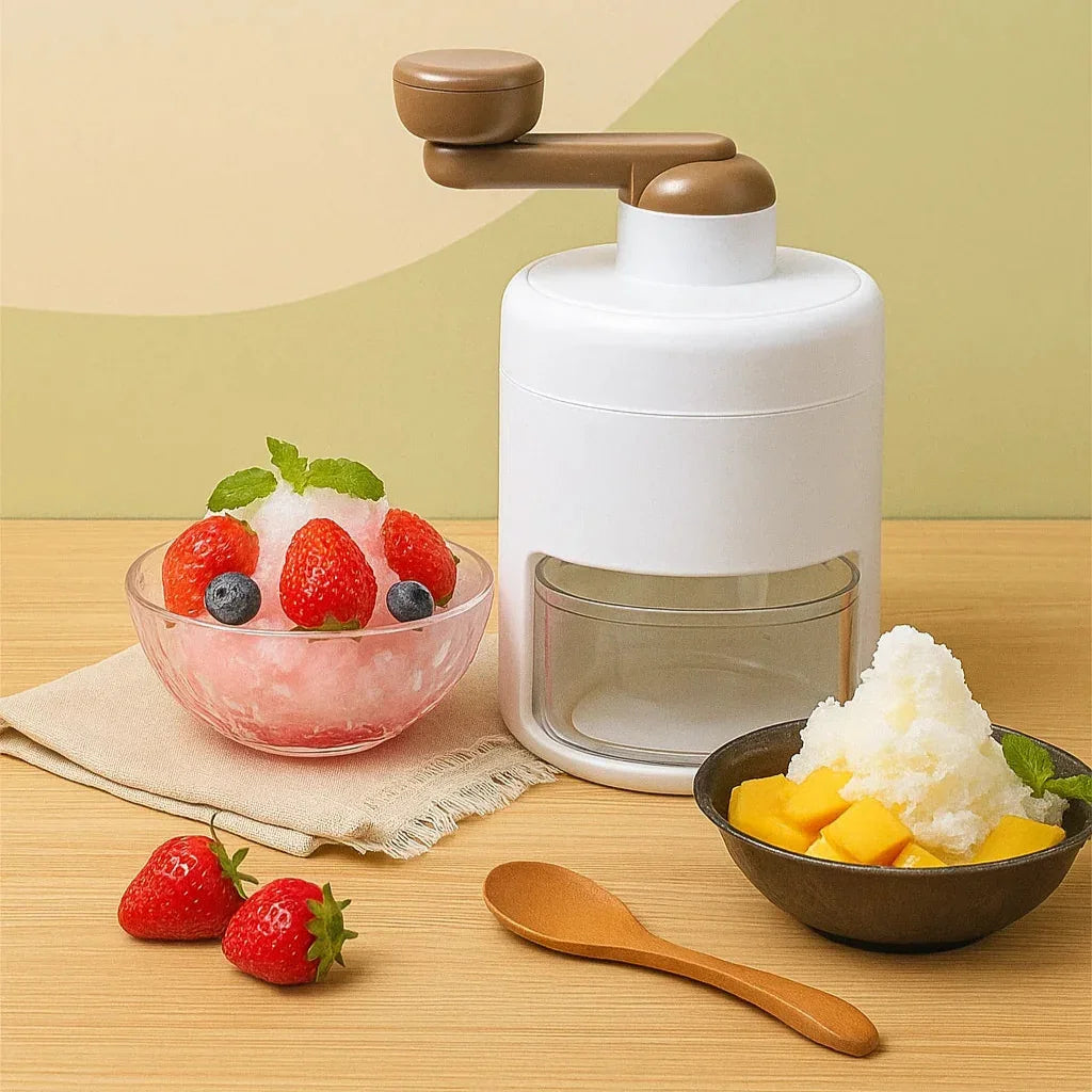 Hand-Crank Snow Cone Maker – Portable, BPA-Free Shaved Ice Machine - Strike Algo