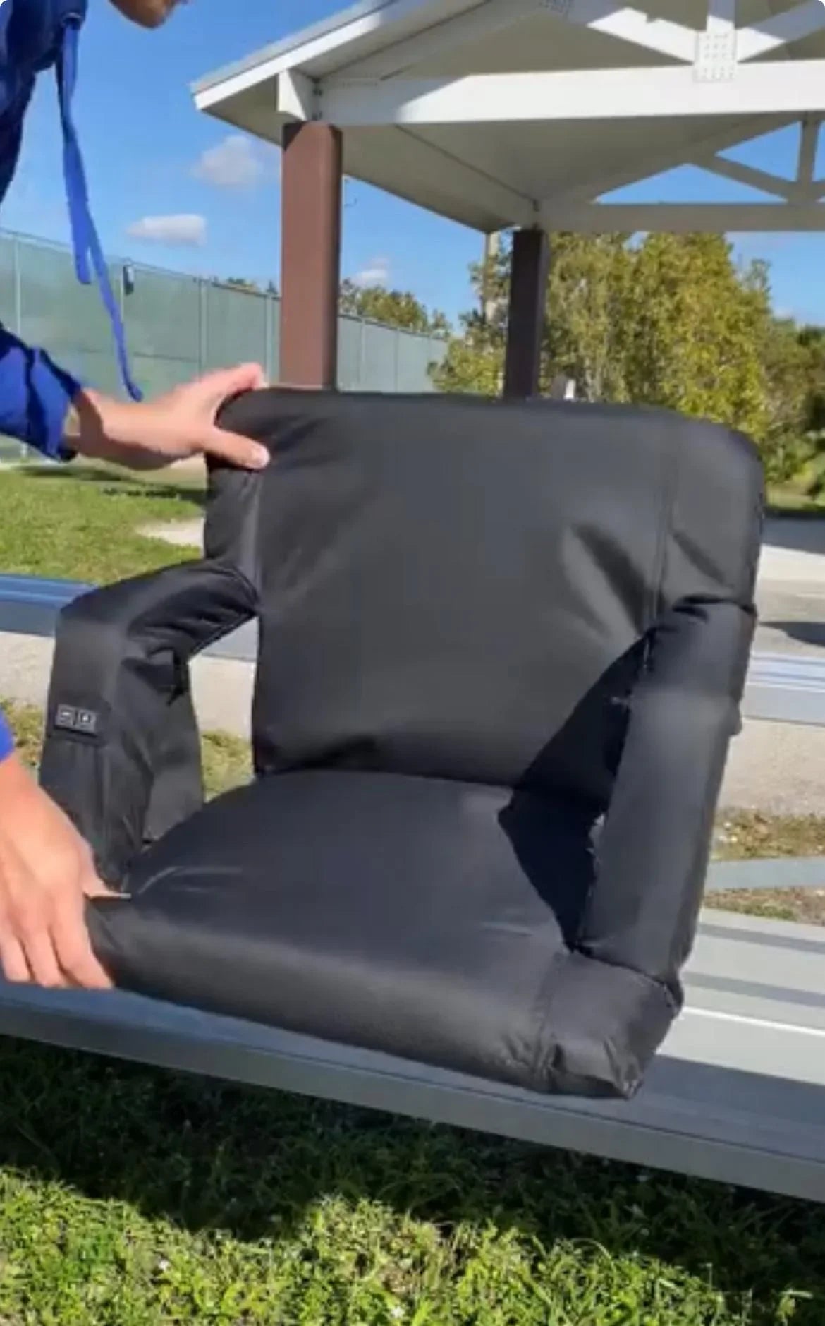 Reclining Padded Stadium Chair with Armrests – Lightweight, Foldable & Portable - Strike Algo