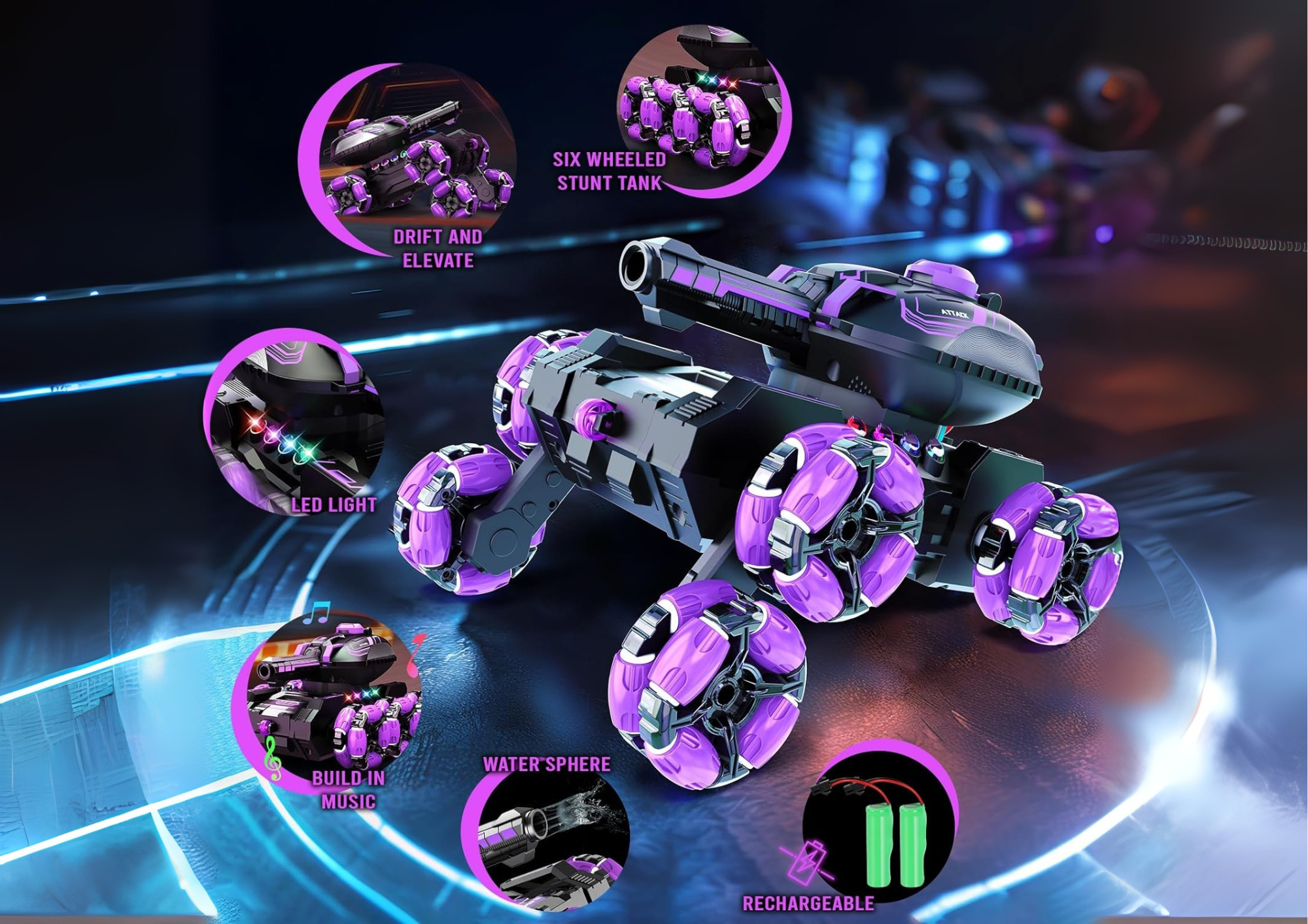 Motivekit 6-wheel remote control car doing a 360° spin