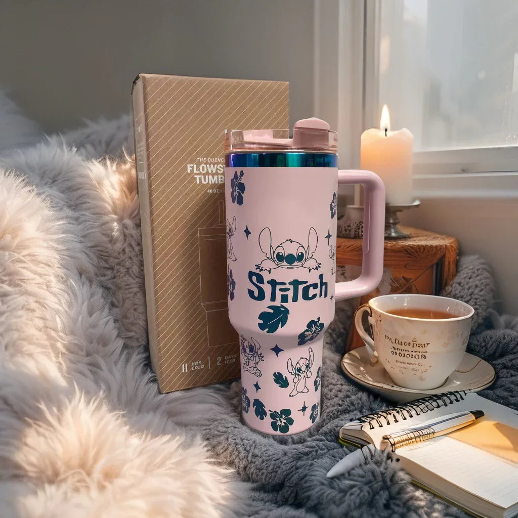 Stitch 40oz Insulated Tumbler with Straw – Leakproof & Travel-Friendly - Strike Algo
