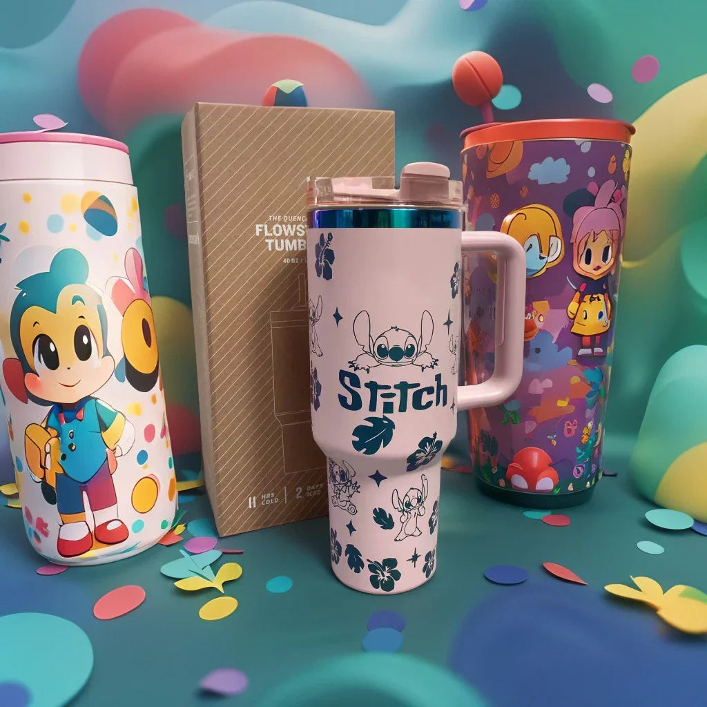 Stitch 40oz Insulated Tumbler with Straw – Leakproof & Travel-Friendly - Strike Algo