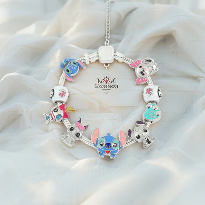 Stitch-Inspired Baby Cartoon Charm Bracelet – Creative DIY Panjia Alloy Ornament - Strike Algo