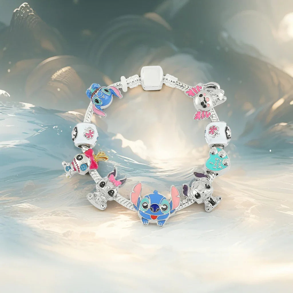 Stitch-Inspired Baby Cartoon Charm Bracelet – Creative DIY Panjia Alloy Ornament - Strike Algo