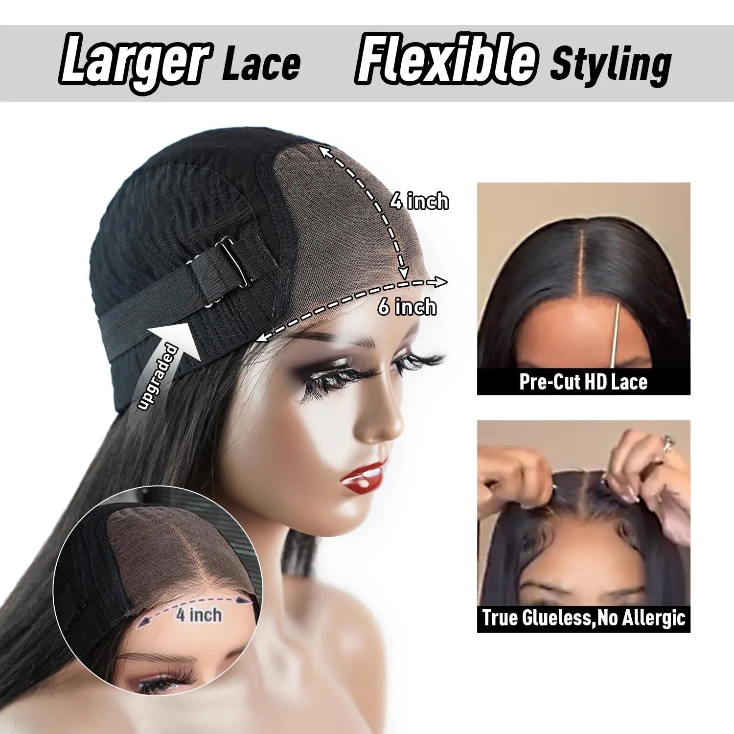 Premium Glueless Wig | Pre-Plucked Human Hair with Natural Hairline - Strike Algo
