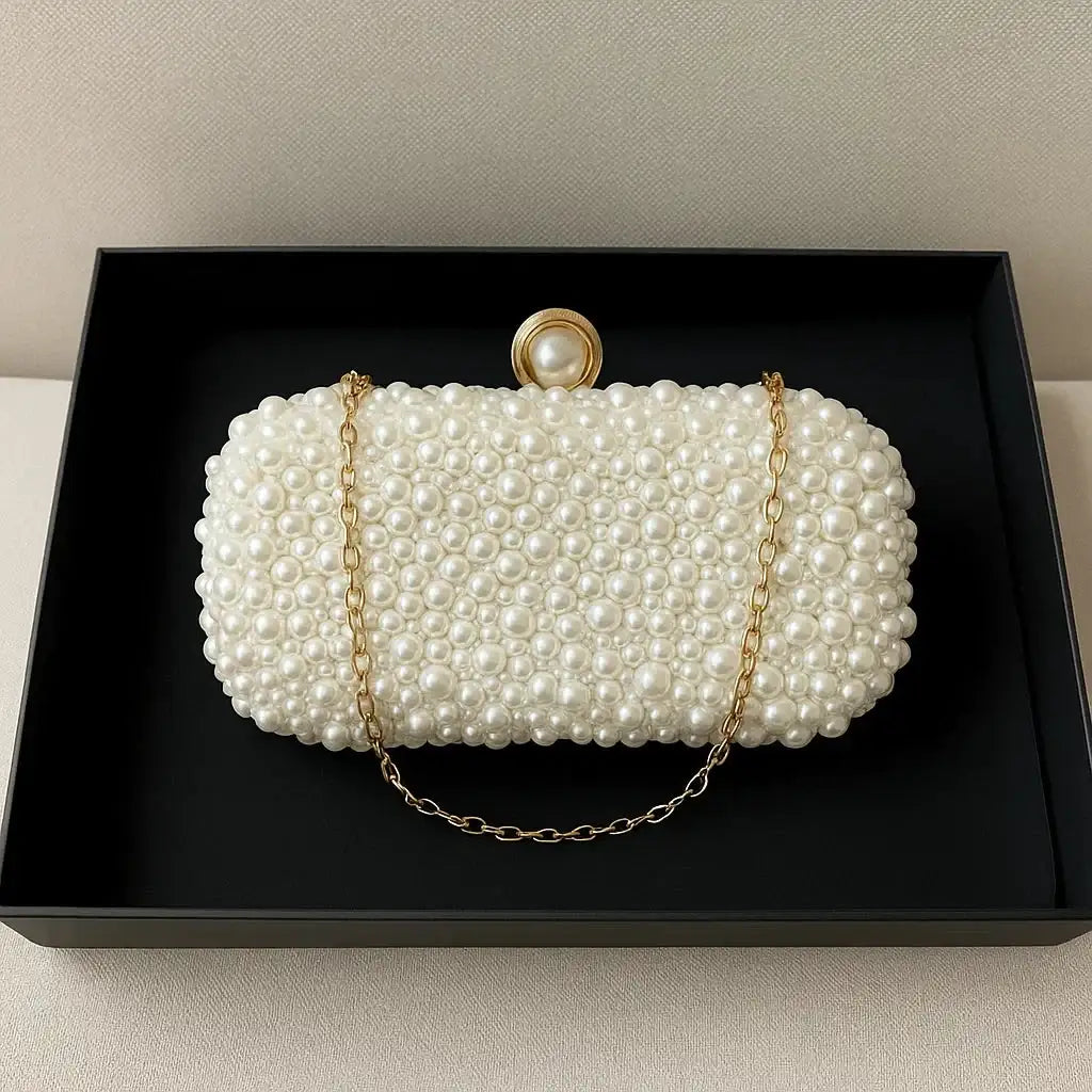 Evening Handbag, Pearl Clutch Purse | Luxury Bag Brands from Strike Algo Collaboration YSL Strike Algo