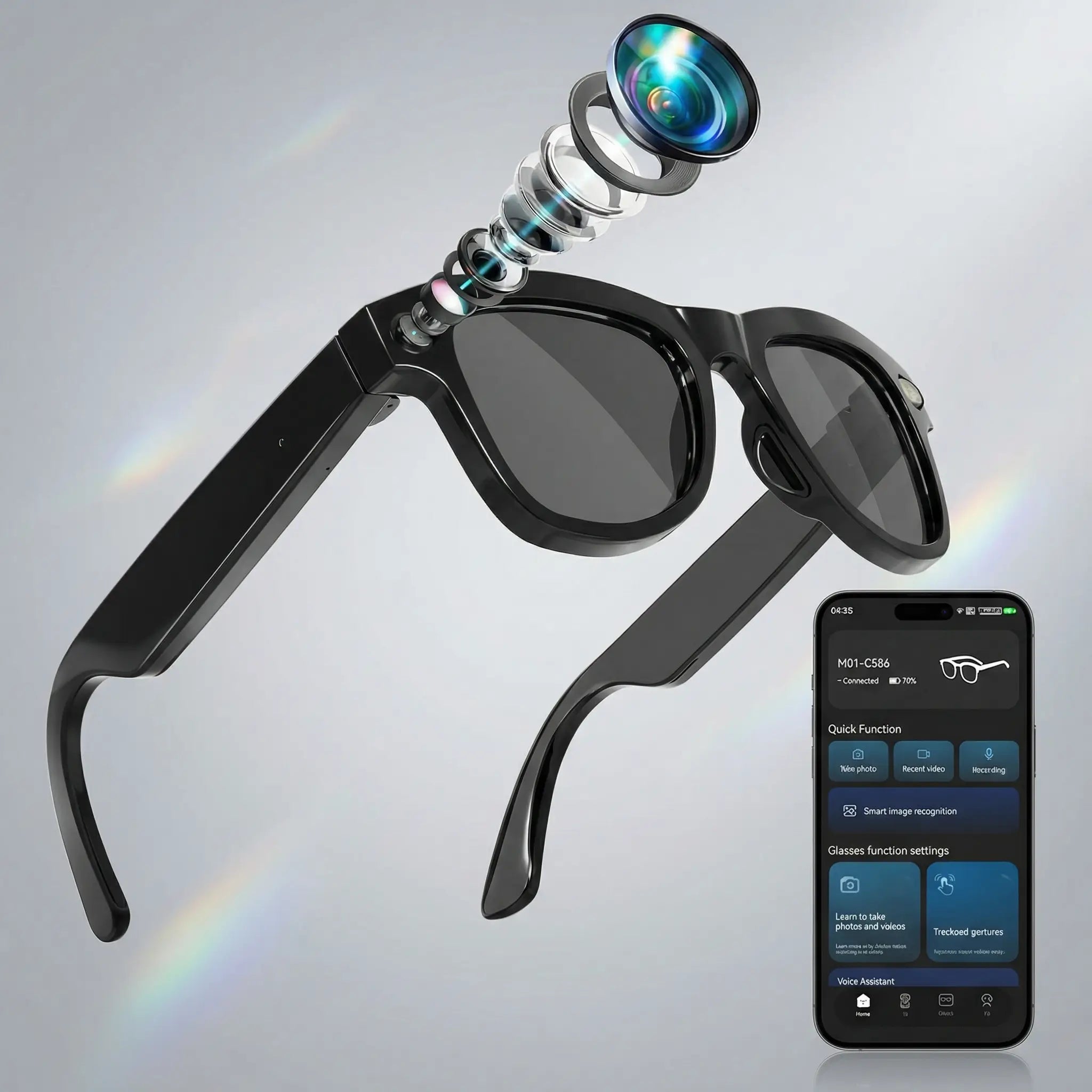 Revolutionary Smart Glasses with Camera - AI-Powered Recording & Translation Eyewear Strike Algo
